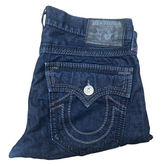 TRUE Religion Jean Shorts Size 34 RICKY BIG QT Blue - Picture 1 of 5